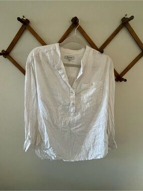 Madewell White Women's Linen Henley Shirt -